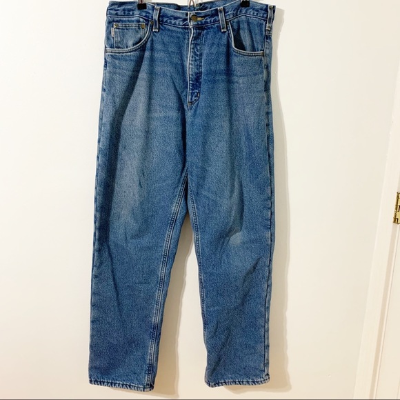 Carhartt Other - Carhartt Relaxed Fit Straight Leg Holter Fleece Lined Denim Jeans 5 Pocket Style